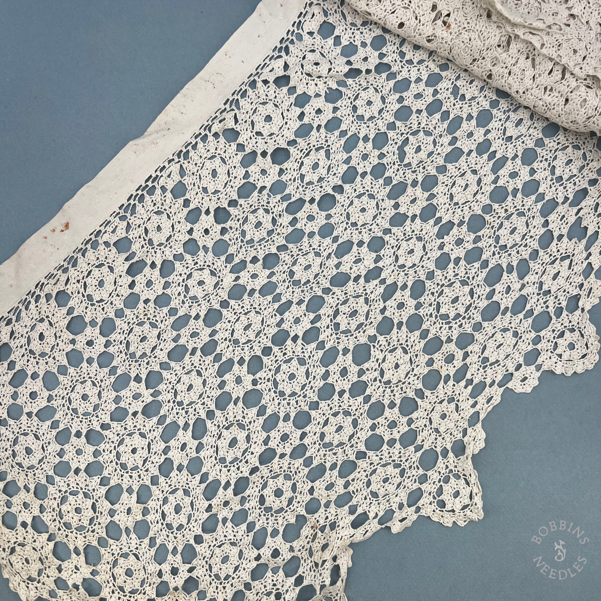 Antique Handmade Crochet Lace Border – 340 × 33 cm