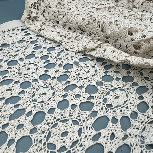 Antique Handmade Crochet Lace Border – 340 × 33 cm