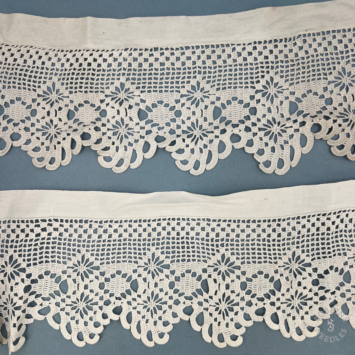 Antique Handmade Filet Crochet Lace Border – 280 × 12 cm