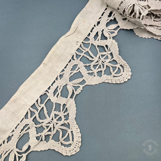 Antique Handmade Bobbin Lace Border – 350 × 17 cm