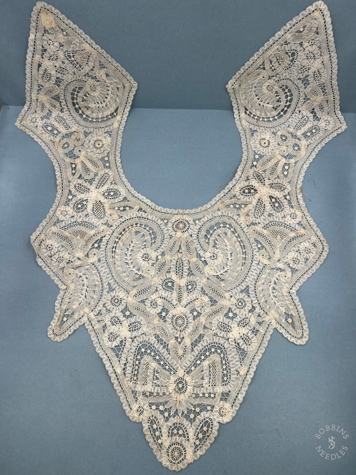Antique Handmade Brussels Duchesse Style Lace Collar – Edwardian Bertha Collar