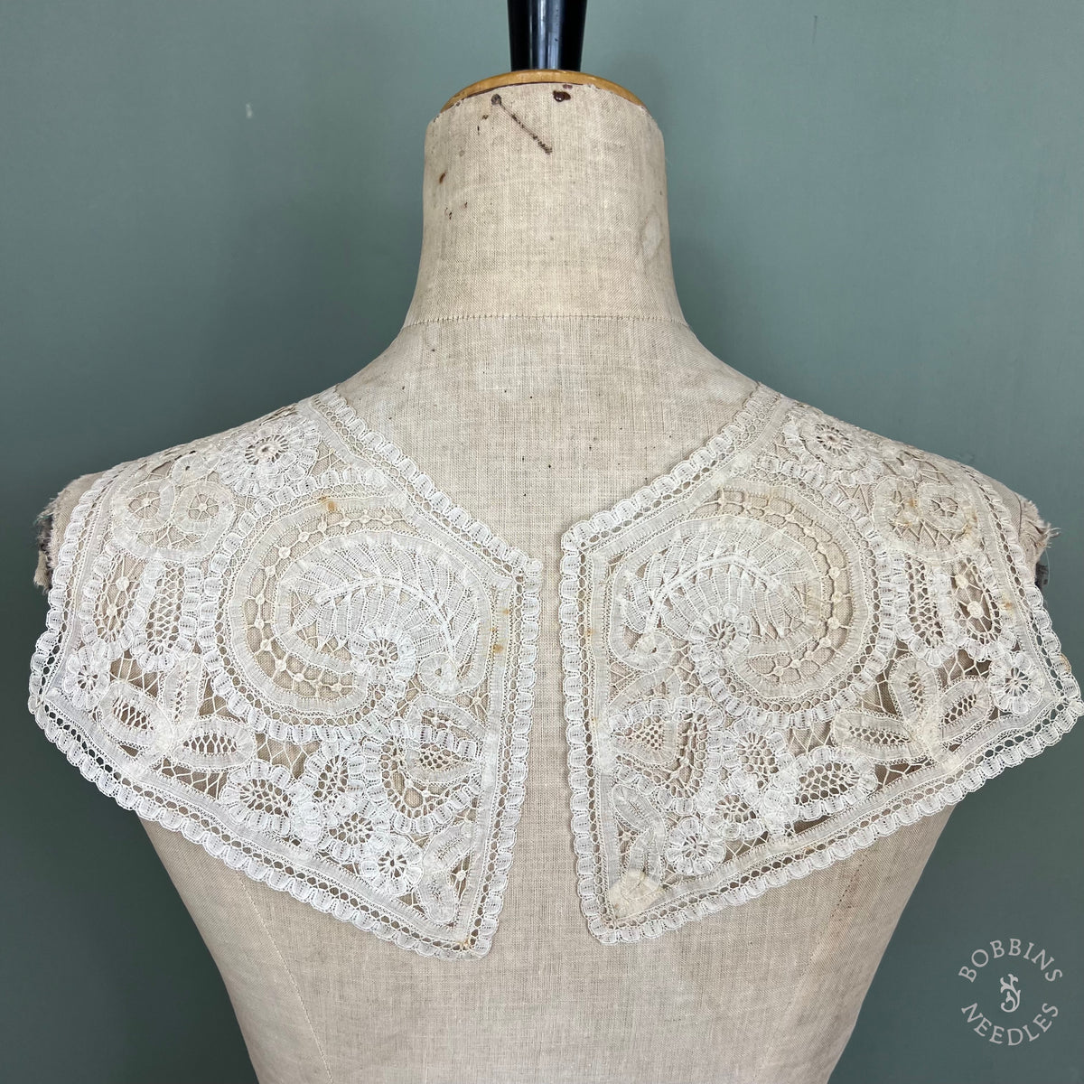 Antique Handmade Brussels Duchesse Style Lace Collar – Edwardian Bertha Collar