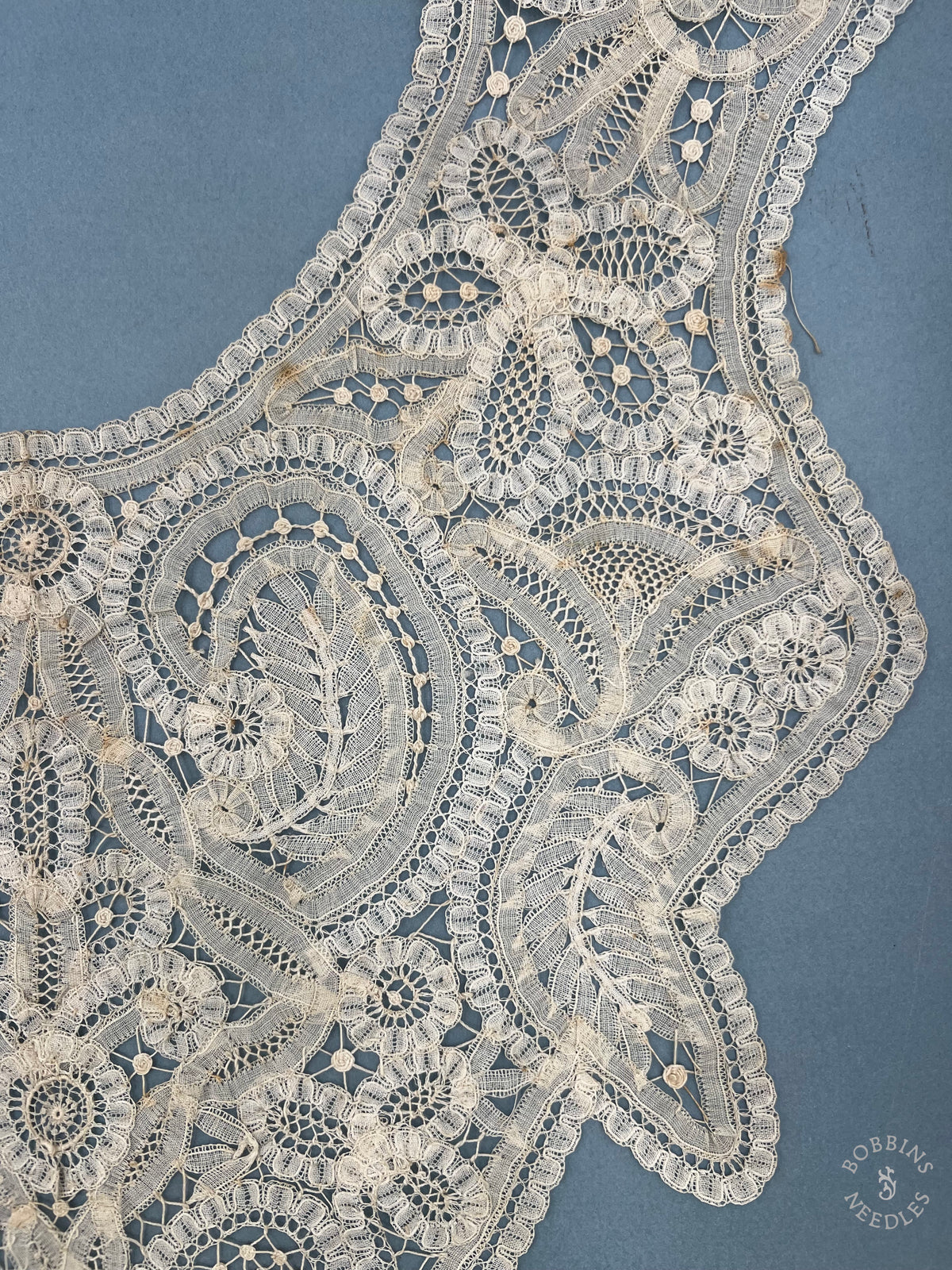 Antique Handmade Brussels Duchesse Style Lace Collar – Edwardian Bertha Collar