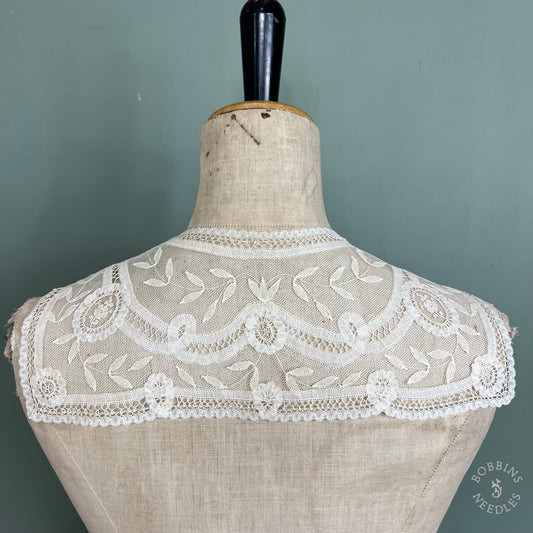 Antique Handmade Brussels Appliqué Lace Collar
