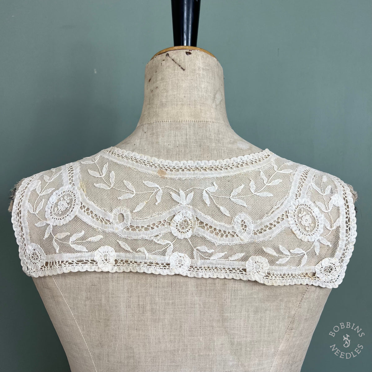 Antique Lace Collar Handmade Brussels Appliqué