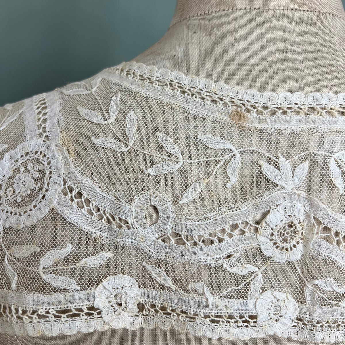 Antique Lace Collar Handmade Brussels Appliqué