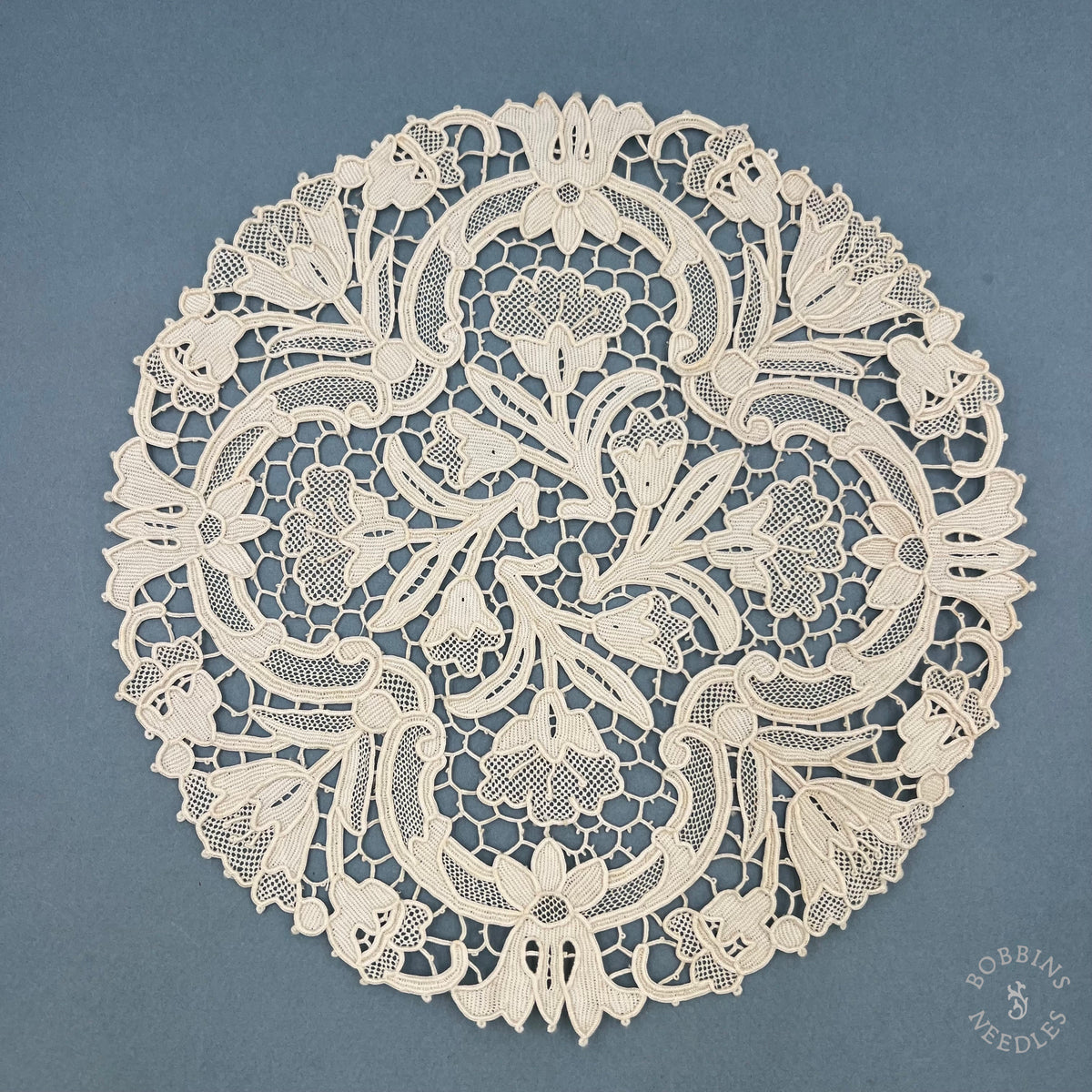 Antique Handmade Venetian Style Needle Lace Doily – 24 cm