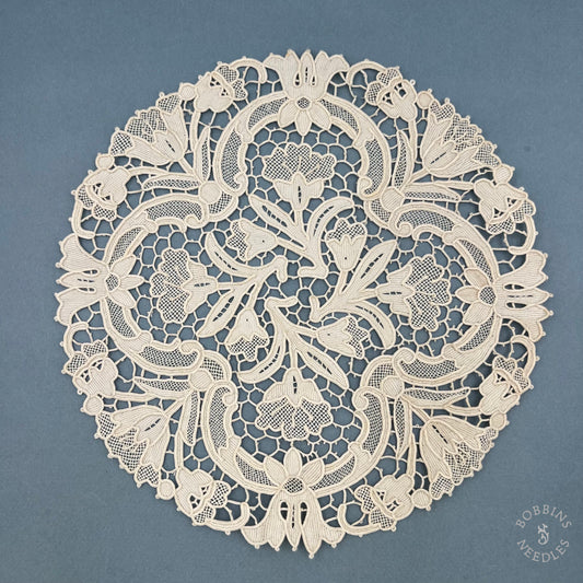 Antique Handmade Venetian Style Needle Lace Doily – 24 cm