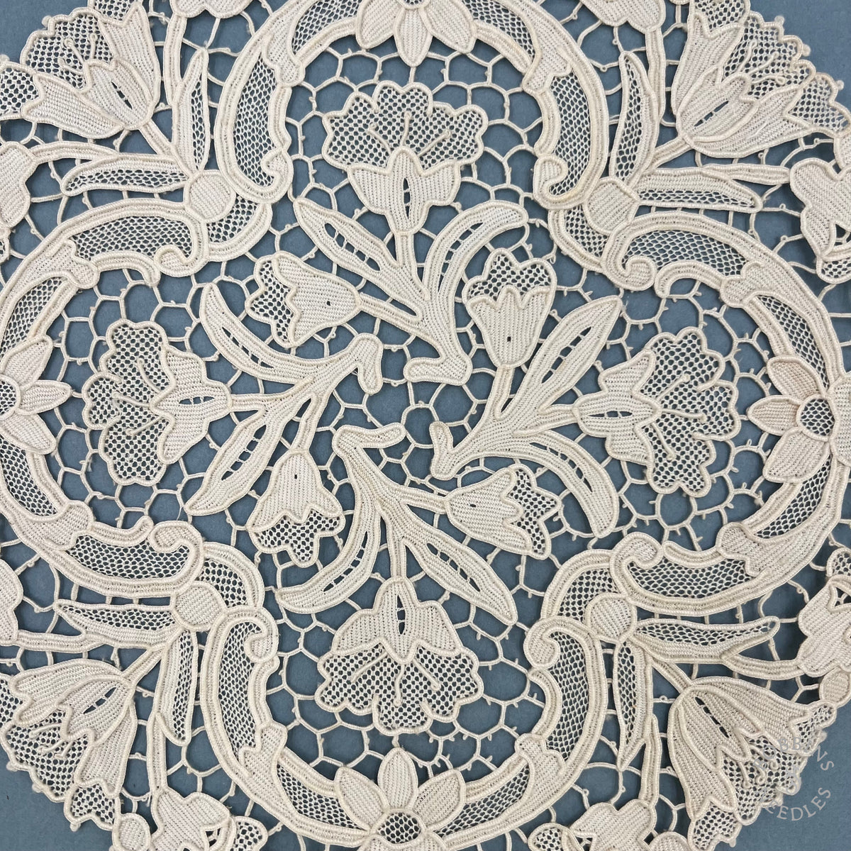 Antique Handmade Venetian Style Needle Lace Doily – 24 cm