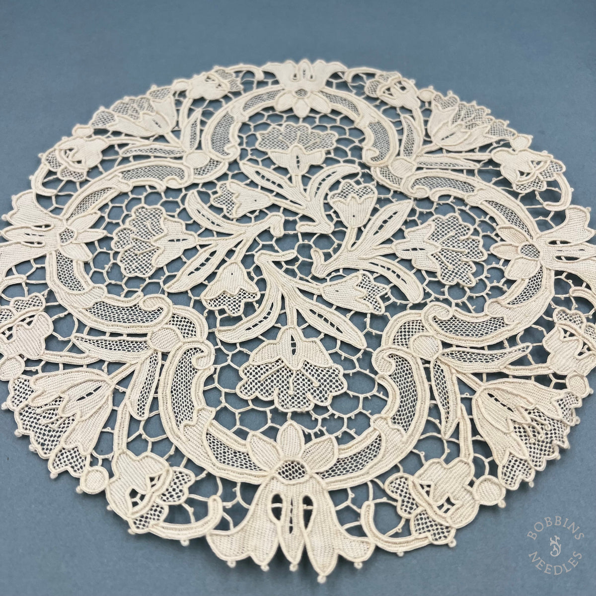 Antique Handmade Venetian Style Needle Lace Doily – 24 cm