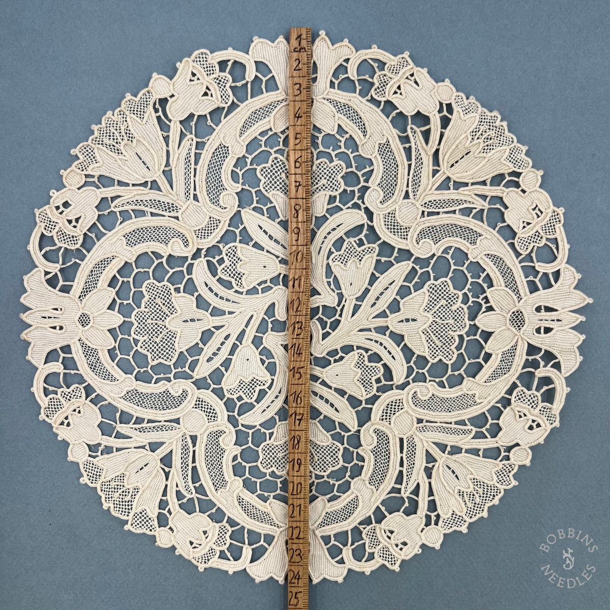 Antique Handmade Venetian Style Needle Lace Doily – 24 cm