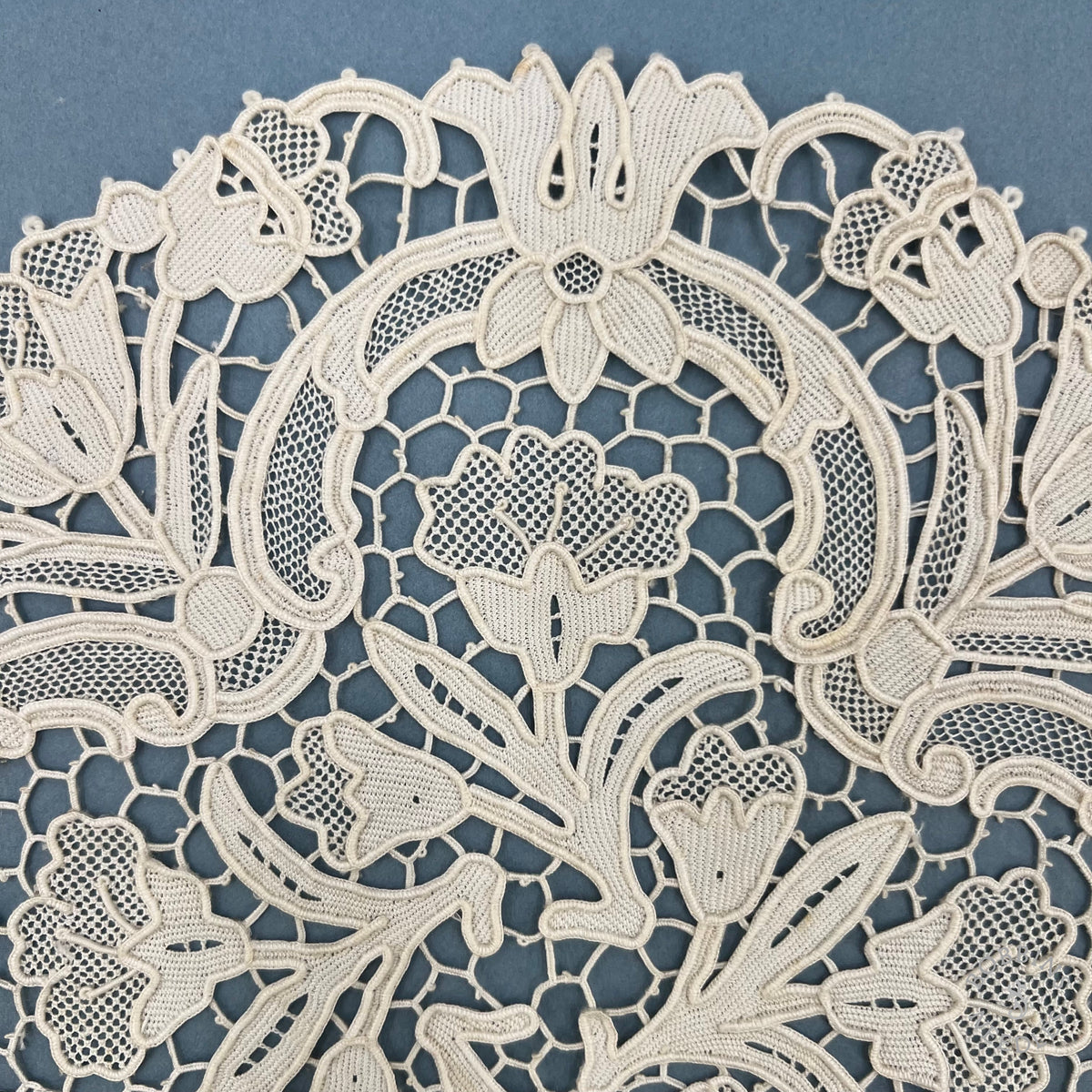 Antique Handmade Venetian Style Needle Lace Doily – 24 cm