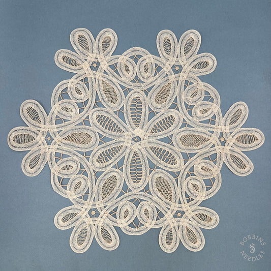 Antique Handmade Brussels Style Tape Lace Doily – 35 cm