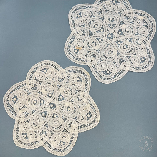 Antique Handmade Brussels Style Tape Lace Doilies – Set of 2