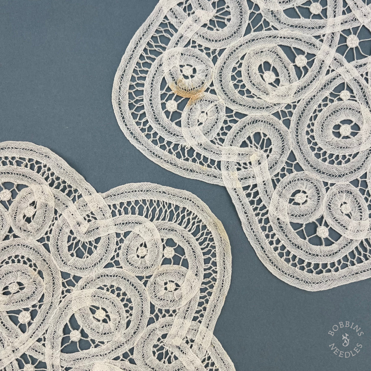Antique Handmade Brussels Style Tape Lace Doilies – Set of 2