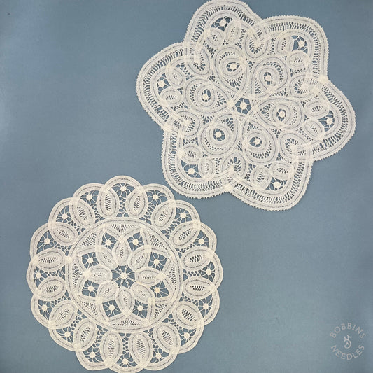 Antique Handmade Brussels Style Tape Lace Doilies – Set of 2