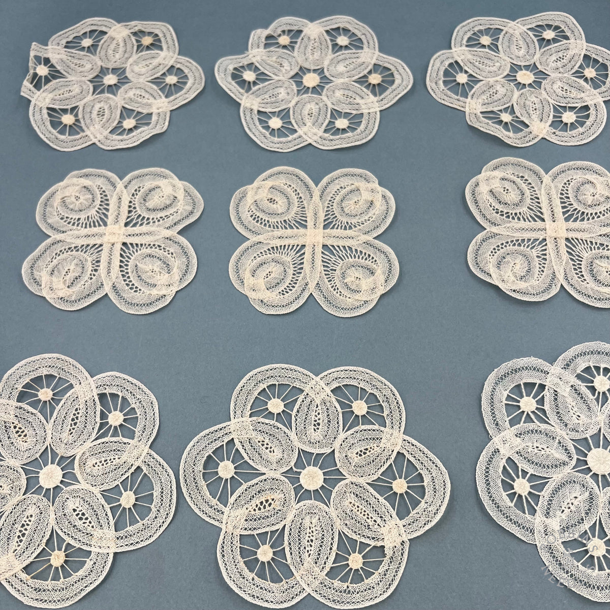 Antique Handmade Brussels Tape Lace Doilies – Set of 9
