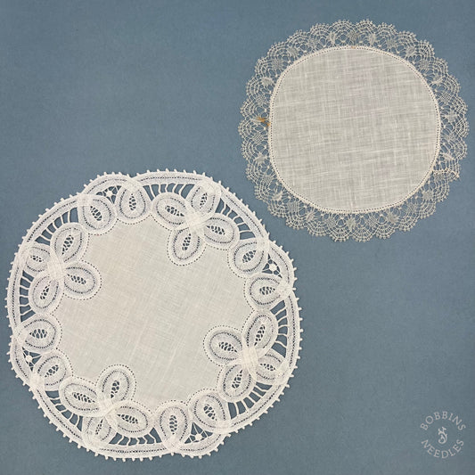 Set of 2 Antique Handmade Lace Doilies – 23 & 18 cm