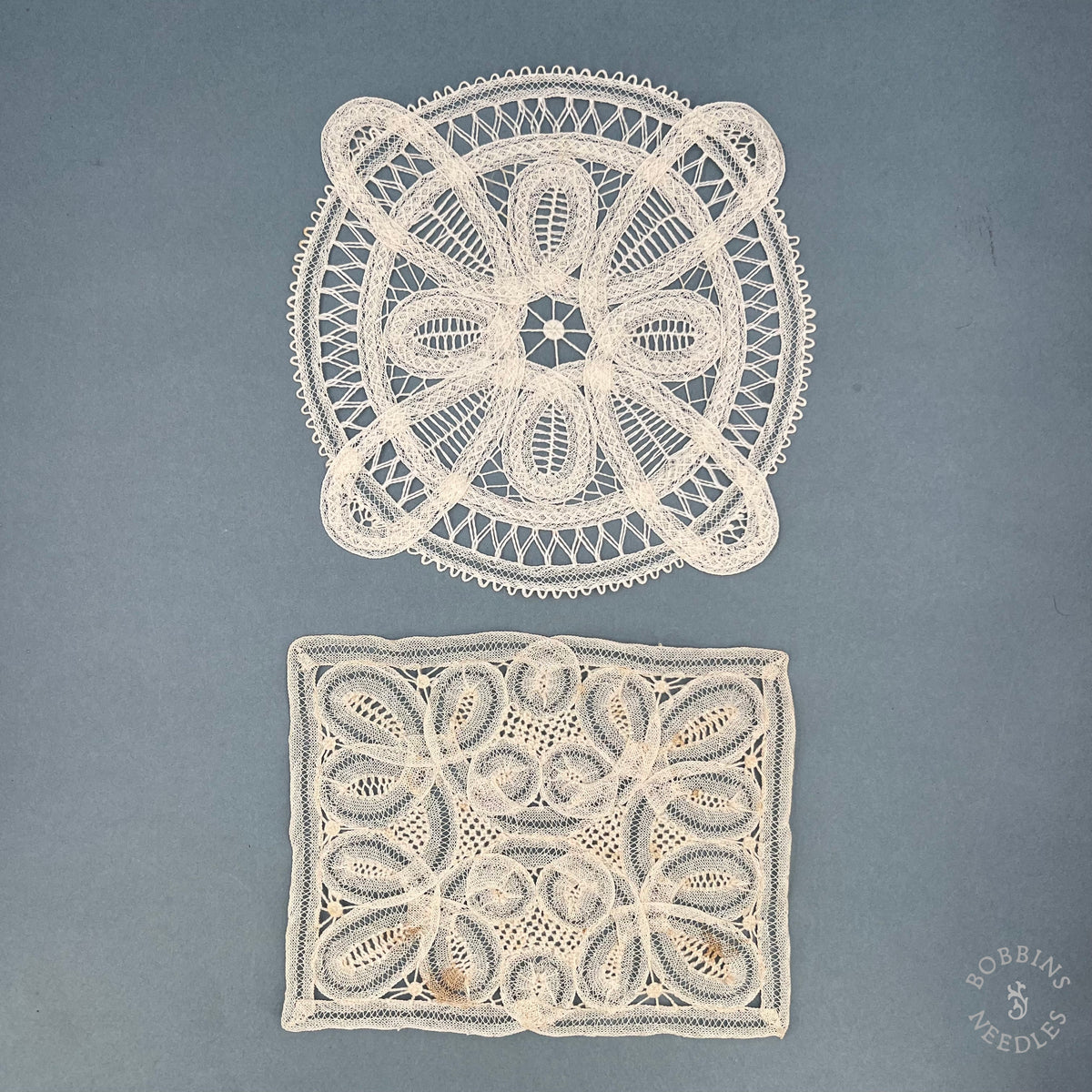 Antique Handmade Brussels Tape Lace Doilies – Set of 2