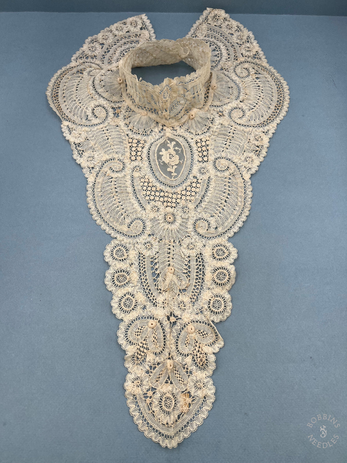 Antique Handmade Brussels Duchesse Style Tape Lace Collar & Jabot