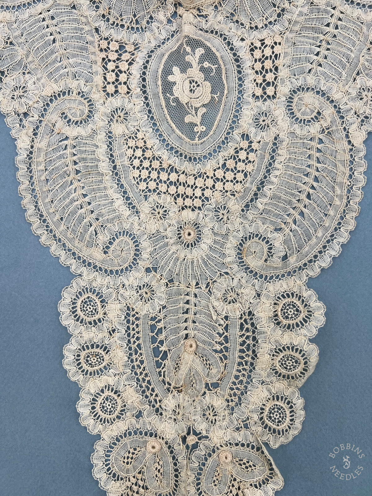 Antique Handmade Brussels Duchesse Style Tape Lace Collar & Jabot