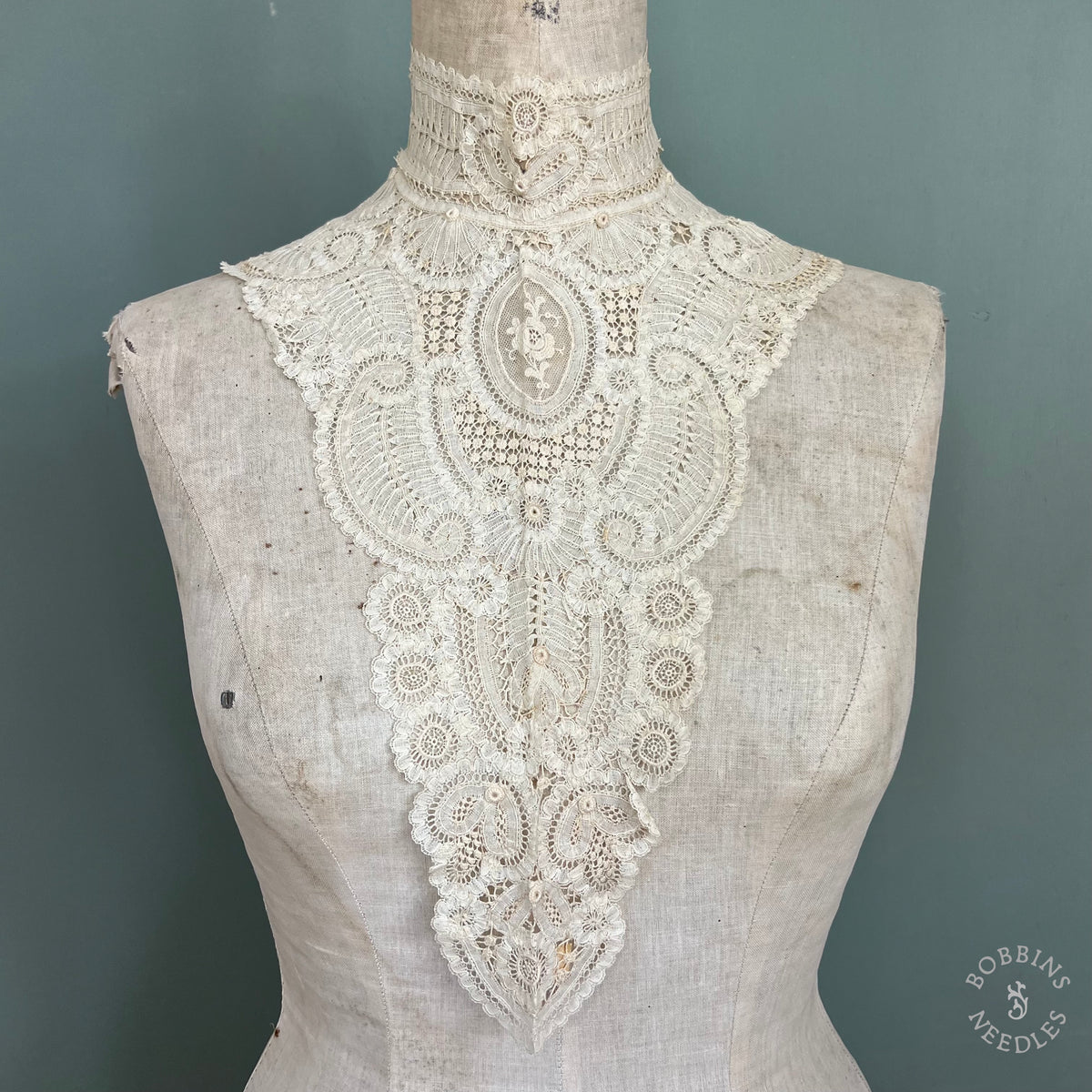 Antique Handmade Brussels Duchesse Style Tape Lace Collar & Jabot