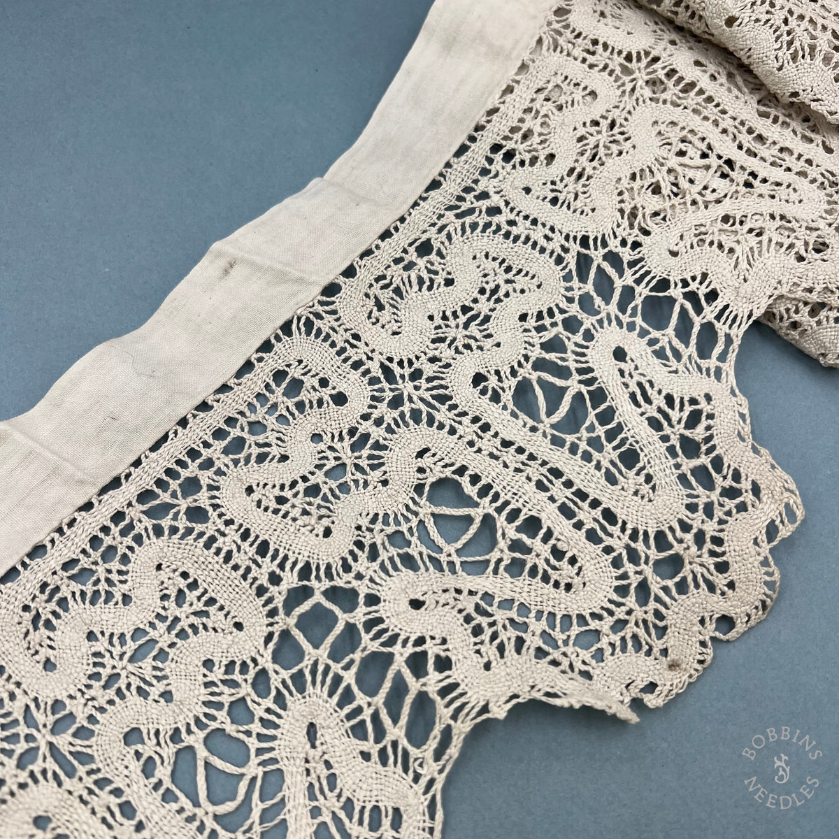 Antique Handmade Bobbin Lace Panel – 275 × 16 cm