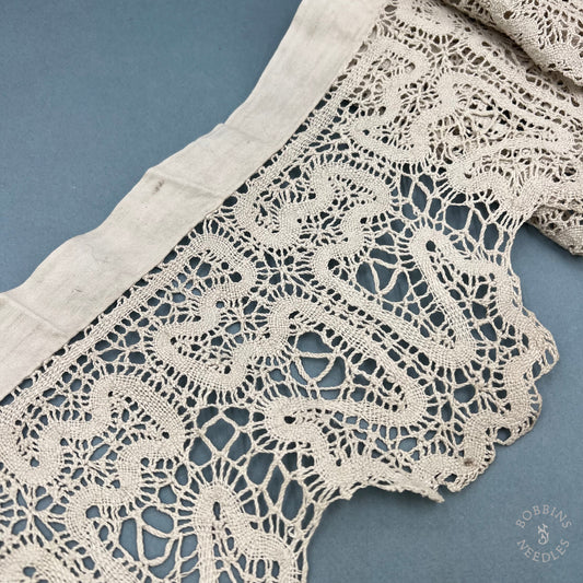Antique Handmade Bobbin Lace Panel – 275 × 16 cm
