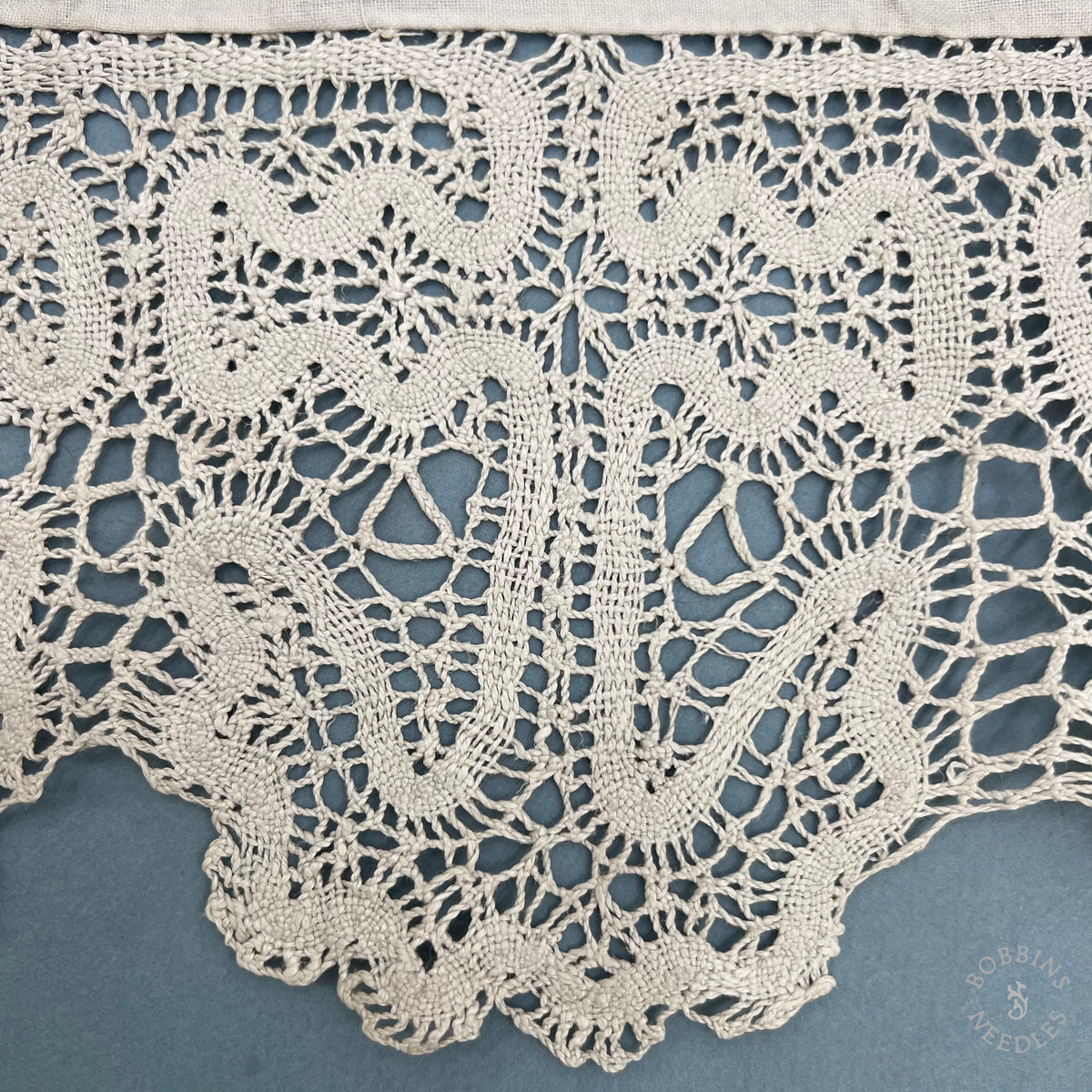 Antique Handmade Bobbin Lace Panel – 275 × 16 cm