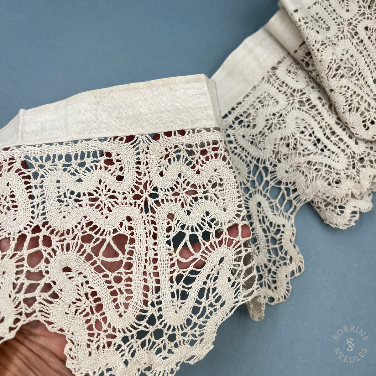 Antique Handmade Bobbin Lace Panel – 275 × 16 cm