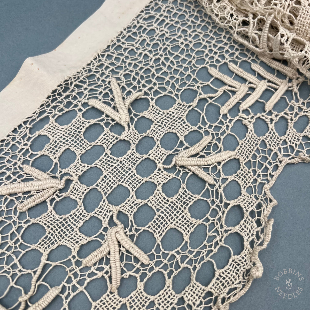 Antique Handmade Embroidered Net Lace Altar Border – 275 × 20 cm