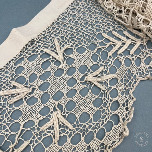 Antique Handmade Embroidered Net Lace Altar Border – 275 × 20 cm