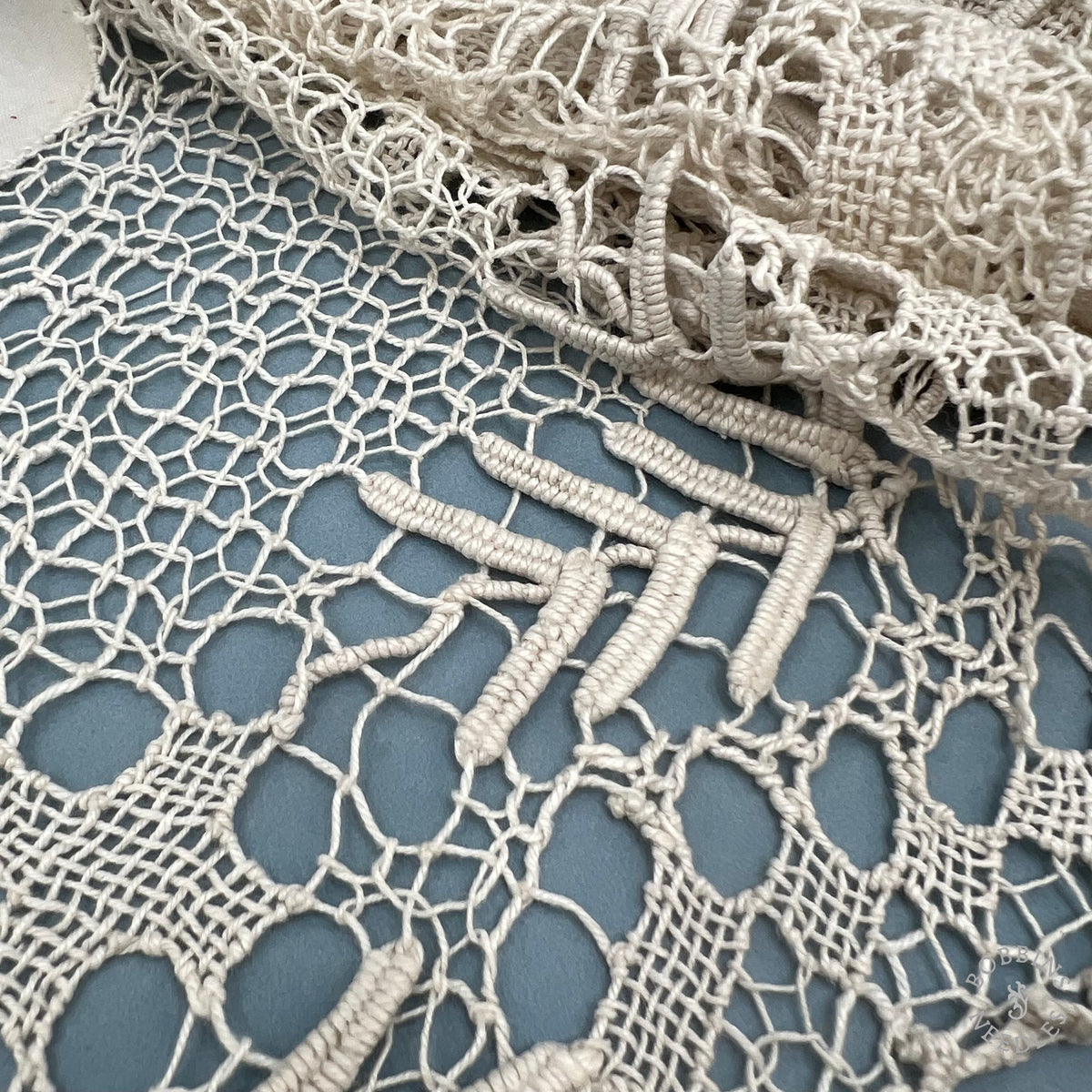 Antique Handmade Embroidered Net Lace Altar Border – 275 × 20 cm