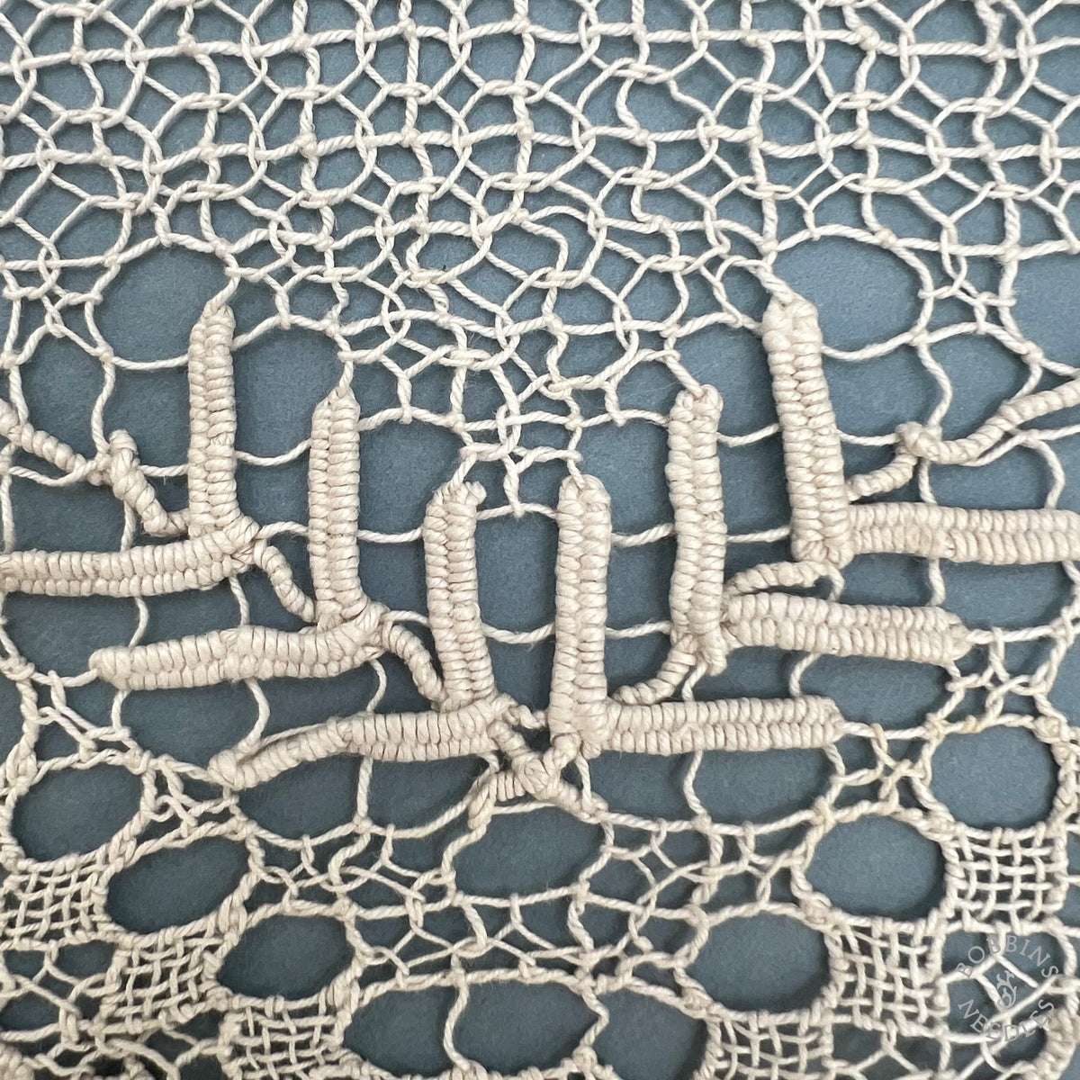 Antique Handmade Embroidered Net Lace Altar Border – 275 × 20 cm