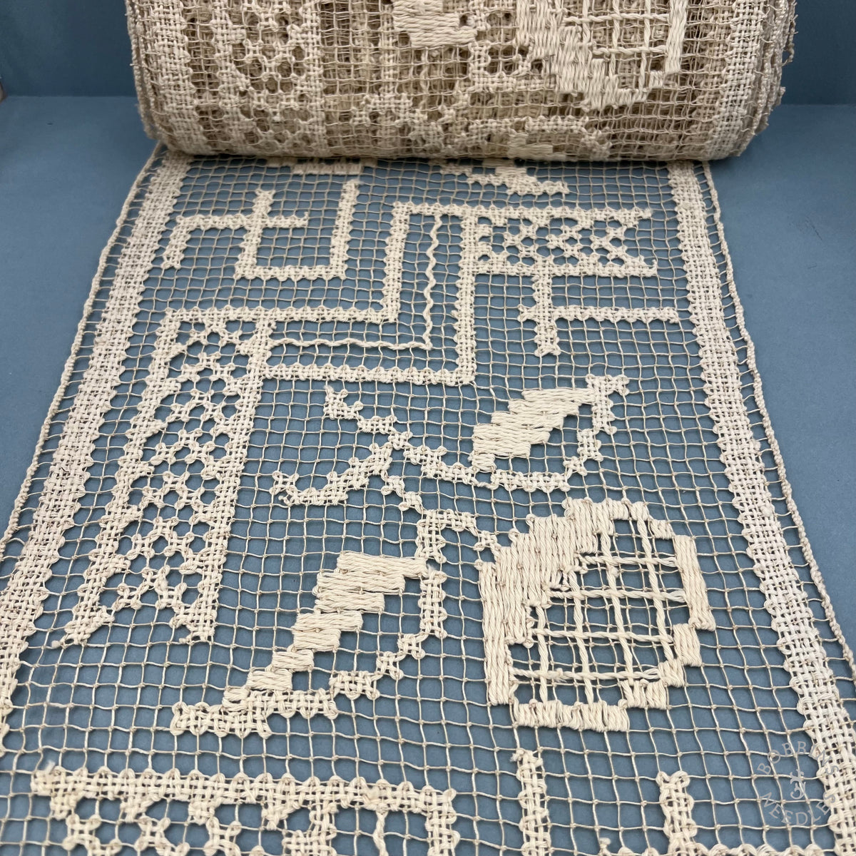 Antique Handmade Filet Lace Insertion – 34 cm Wide | By the Metre