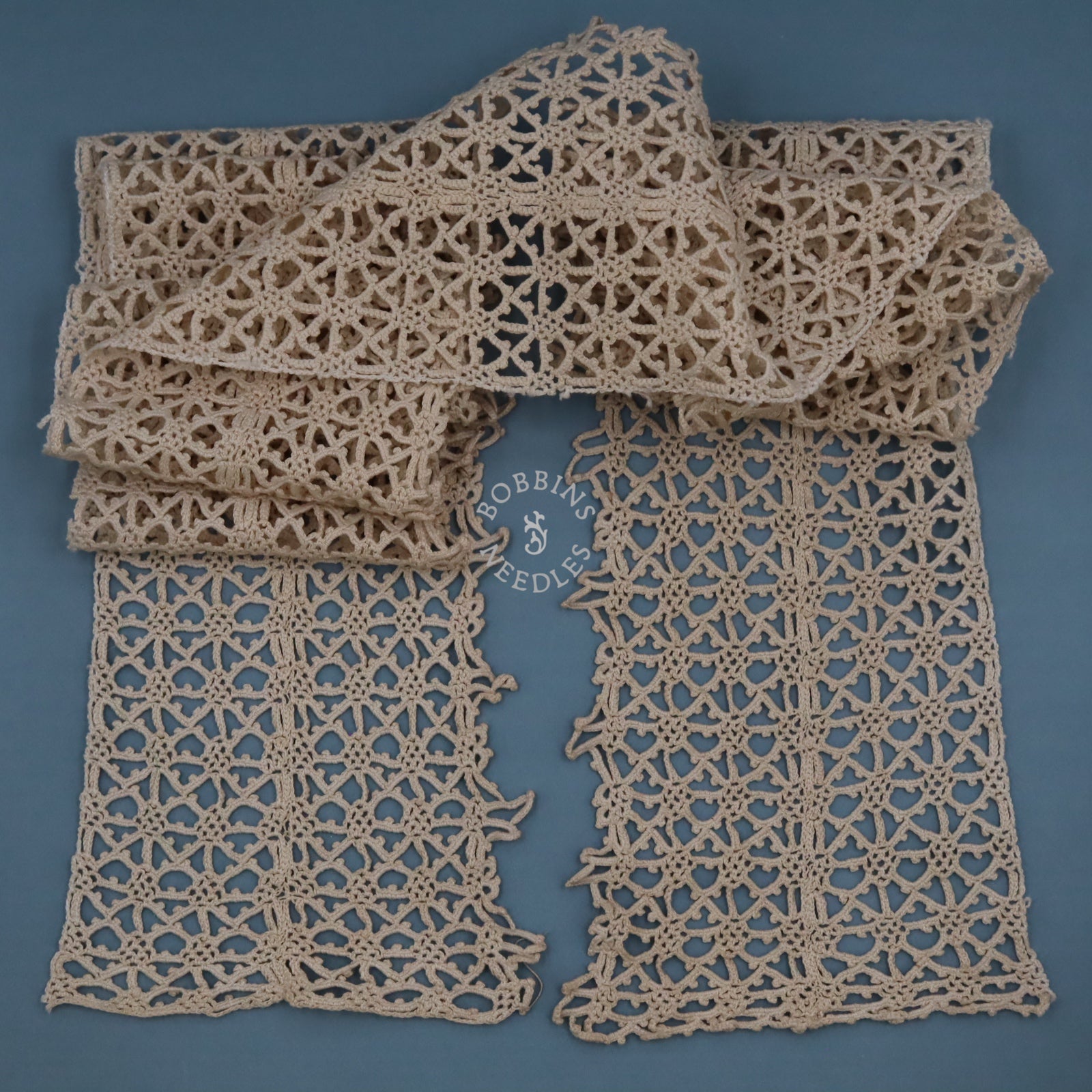 Antique Crochet Lace Panel – Irish Style Cotton Guipure Lace Insert - Bobbins&Needles
