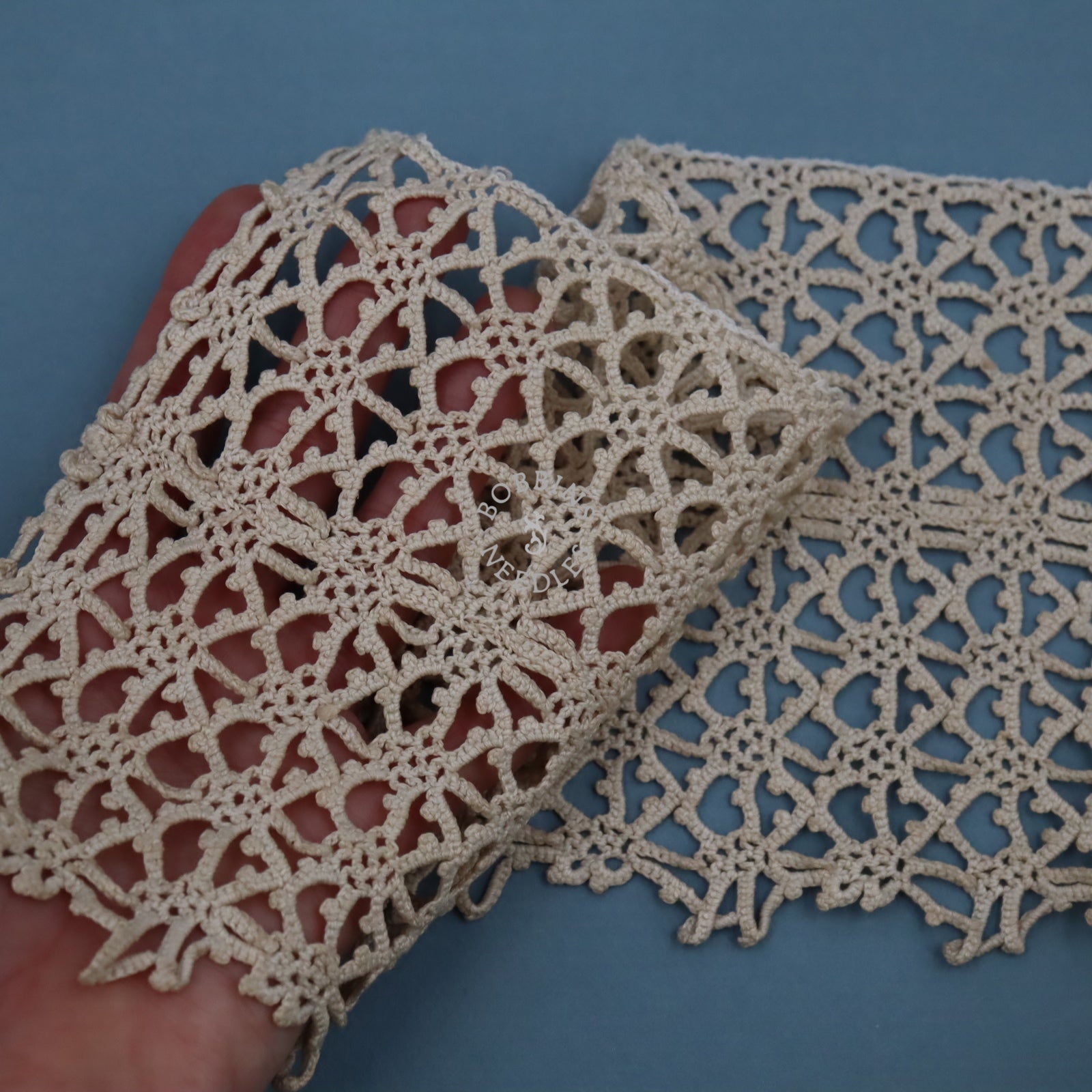 Antique Crochet Lace Panel – Irish Style Cotton Guipure Lace Insert - Bobbins&Needles