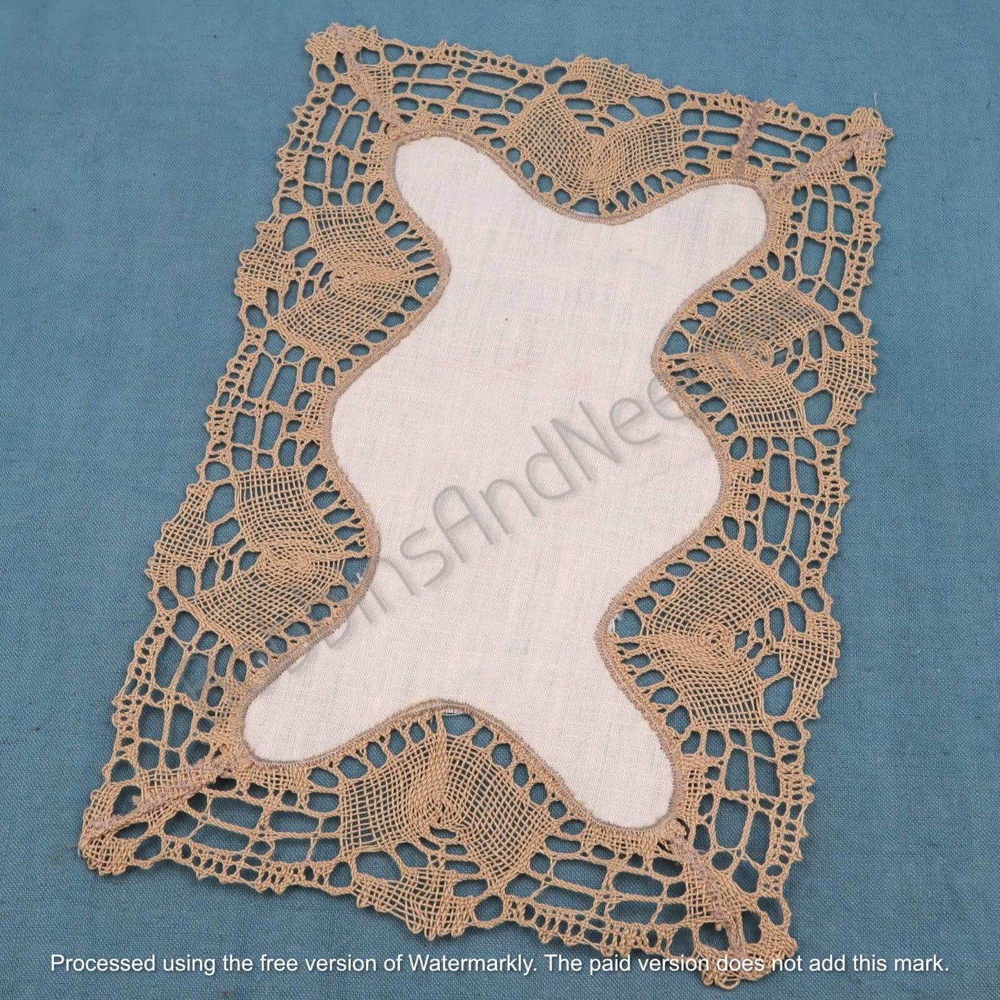 French Linen Doily with Lace Border, Rectangular