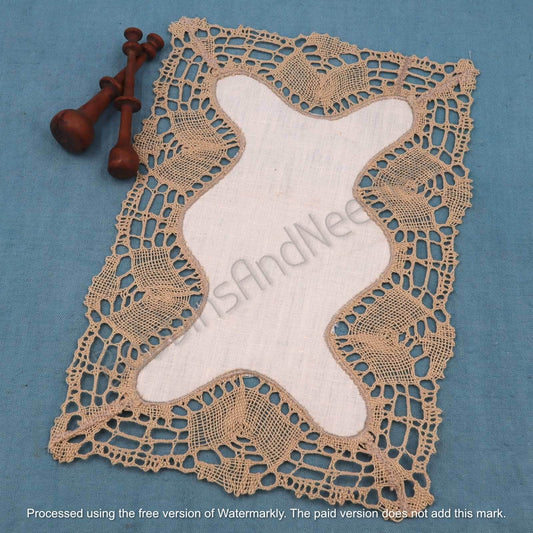 French Linen Doily with Lace Border, Rectangular