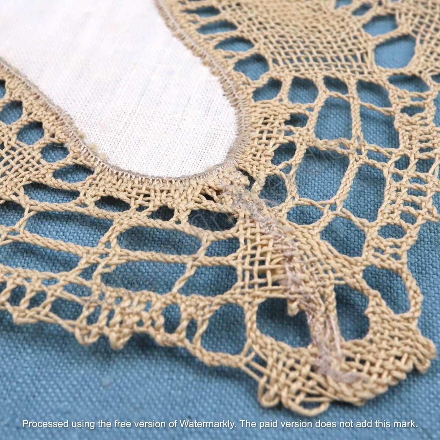 French Linen Doily with Lace Border, Rectangular