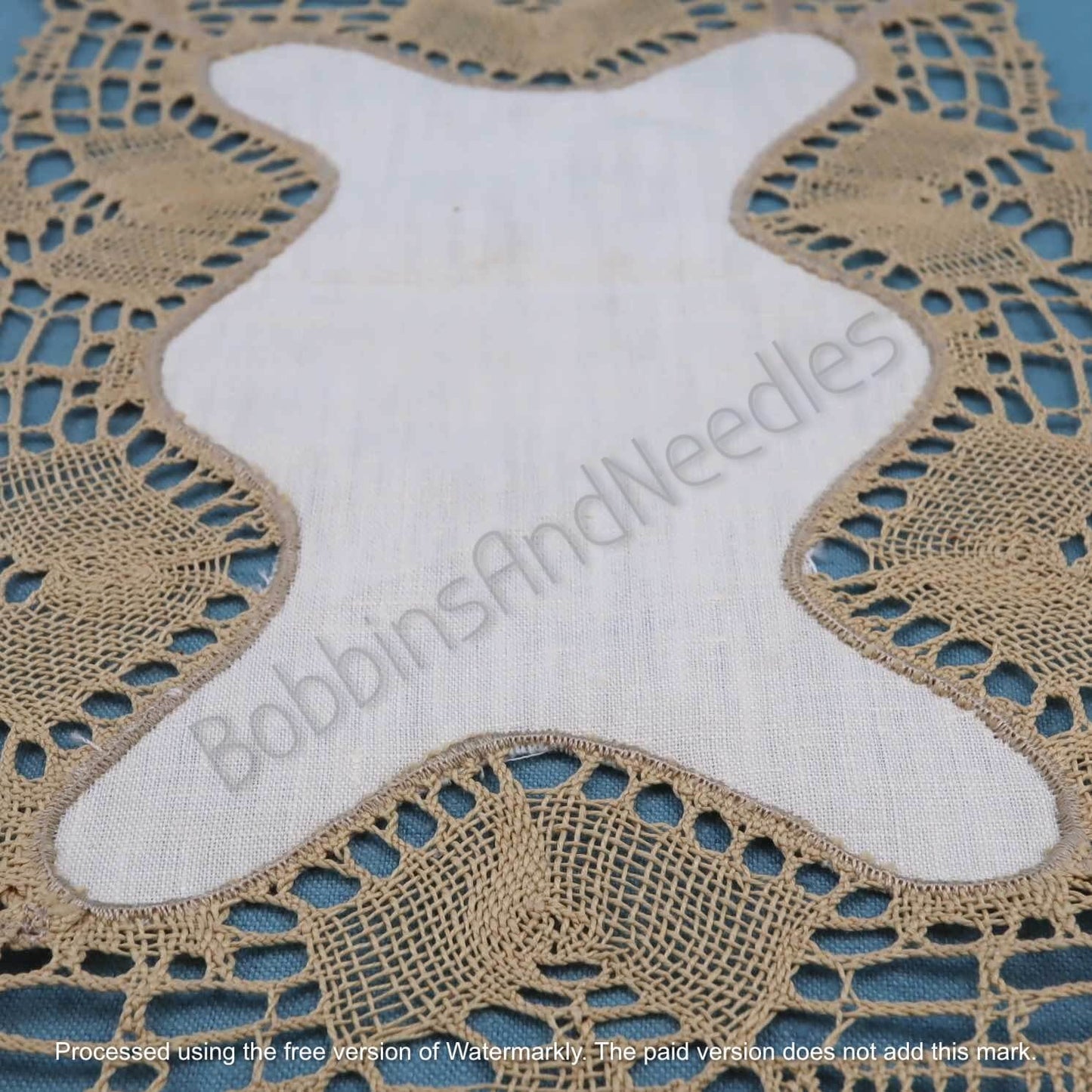 French Linen Doily with Lace Border, Rectangular