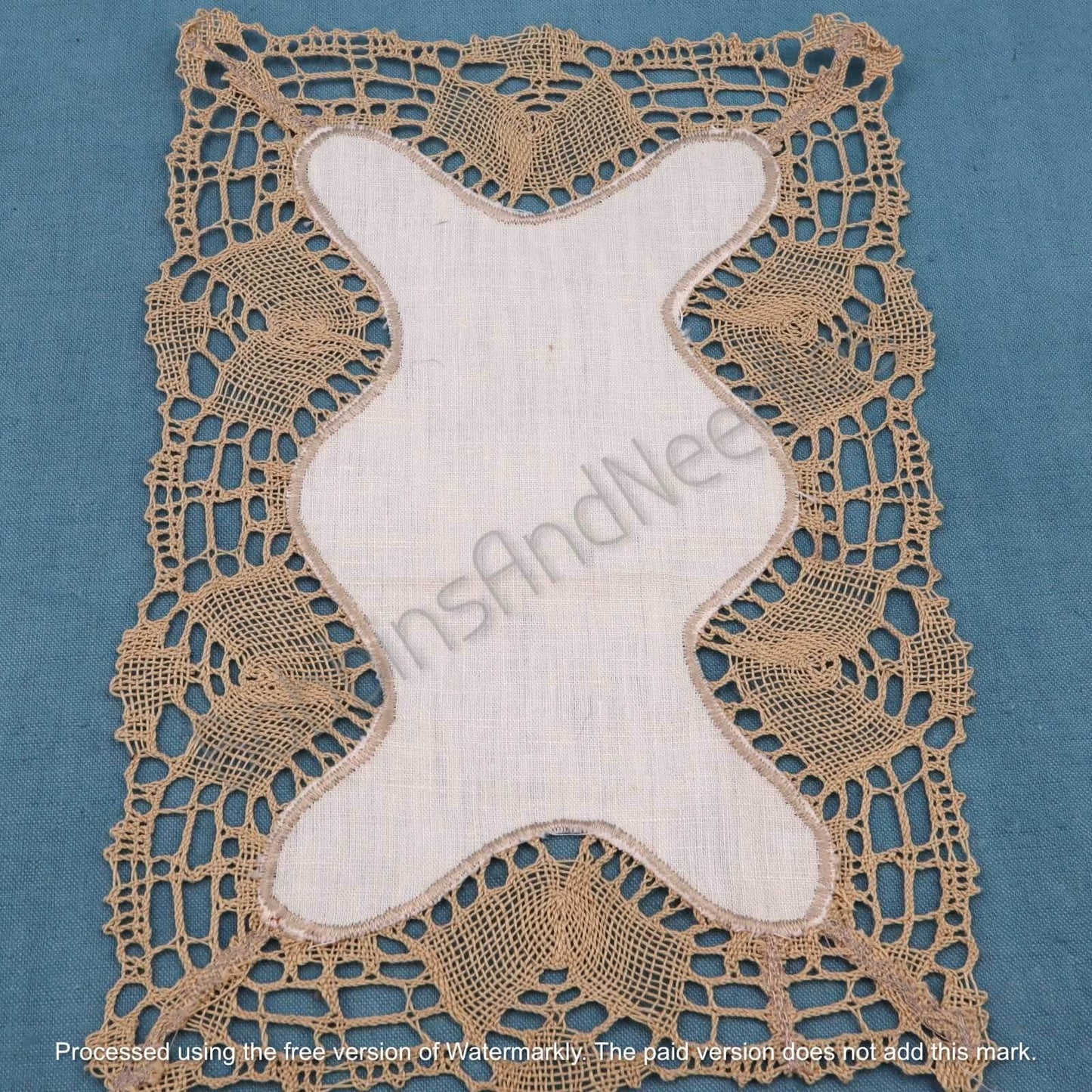 French Linen Doily with Lace Border, Rectangular