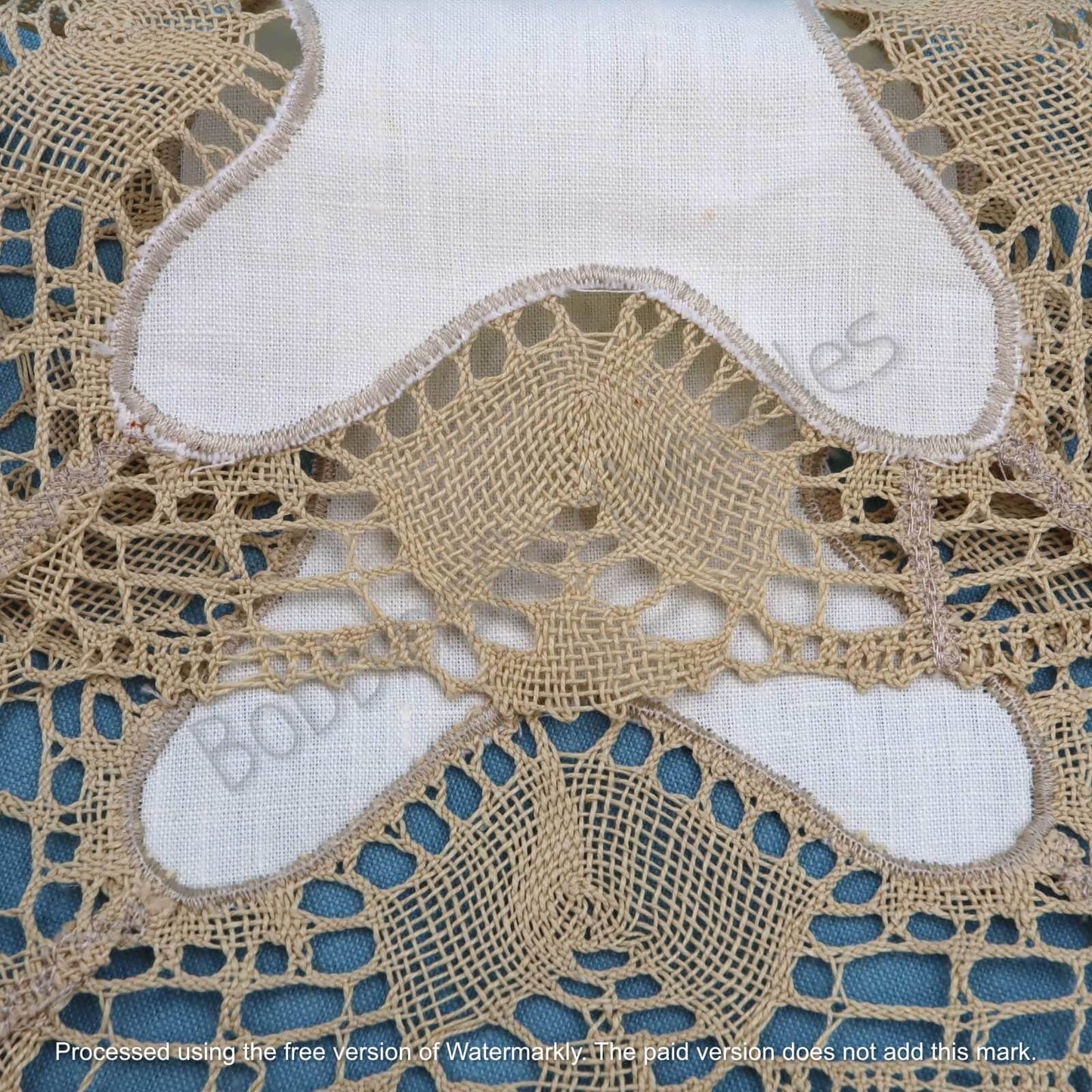 French Linen Doily with Lace Border, Rectangular