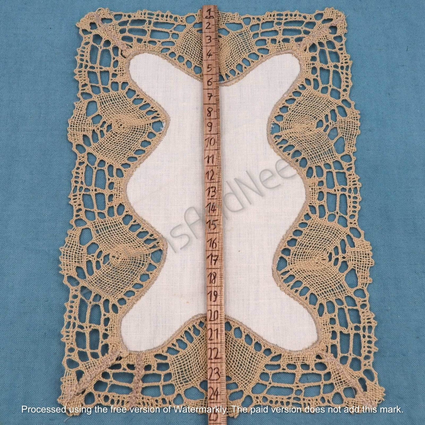 French Linen Doily with Lace Border, Rectangular