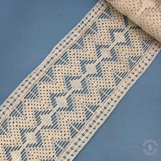Vintage Geometric Openwork Wide Lace Trim – 19 cm | By the Meter