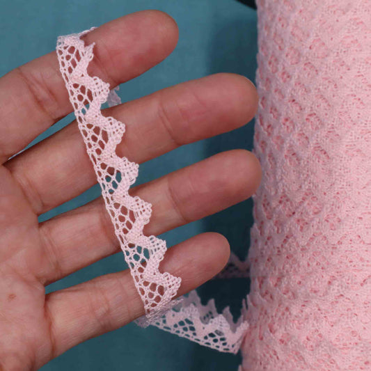 Bulk Pink Cotton Bobbin Lace Trim - Bobbins&Needles