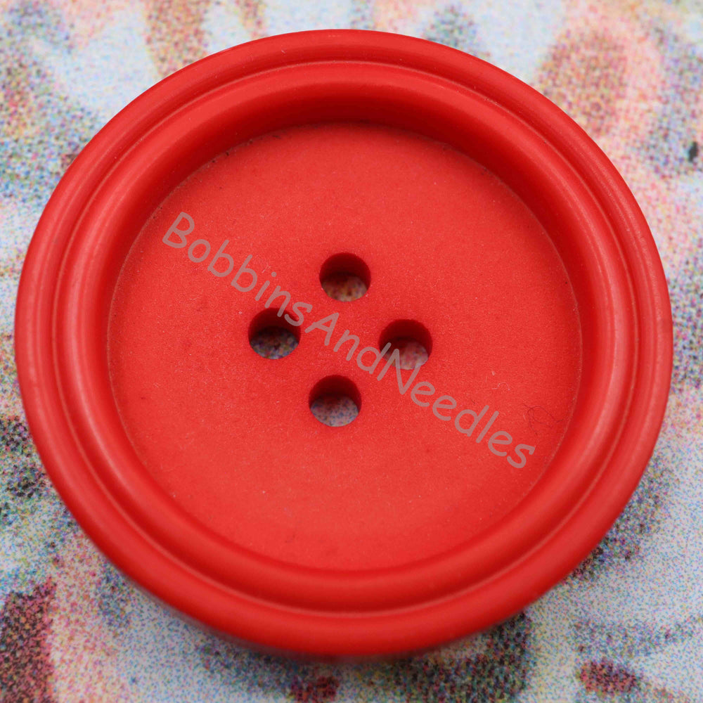 Set of 11 Large Red Casein Buttons Ø 30 mm Ø 27 mm Double Rim Design