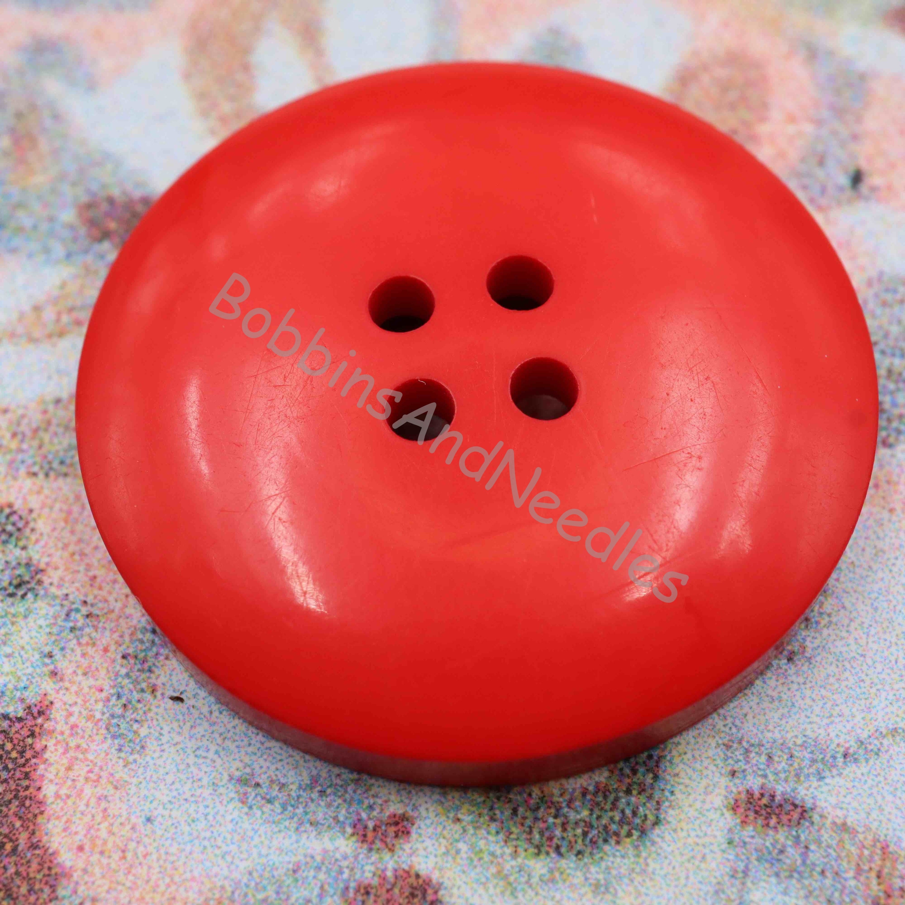 Set of 11 Large Red Casein Buttons Ø 30 mm Ø 27 mm Double Rim Design