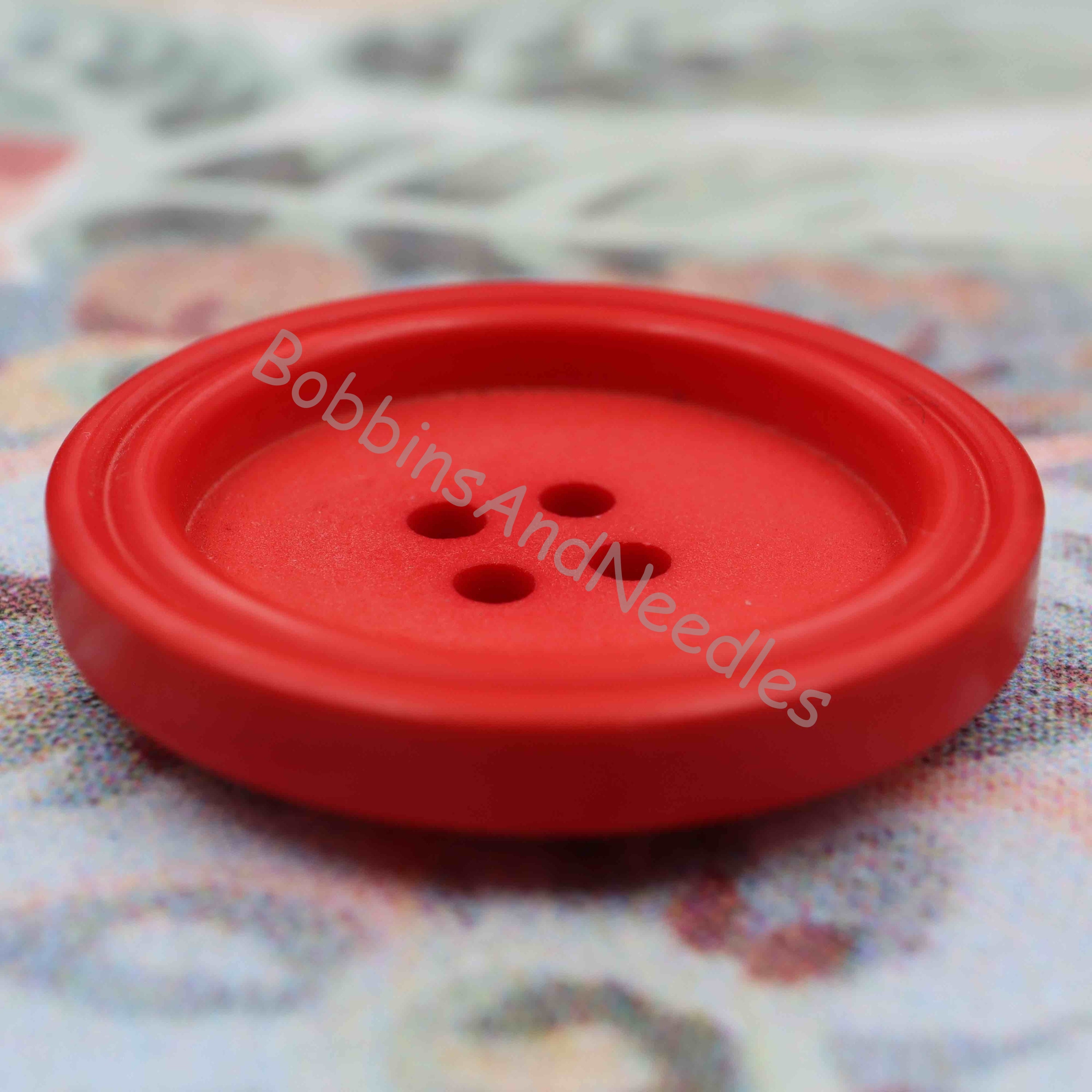 Set of 11 Large Red Casein Buttons Ø 30 mm Ø 27 mm Double Rim Design