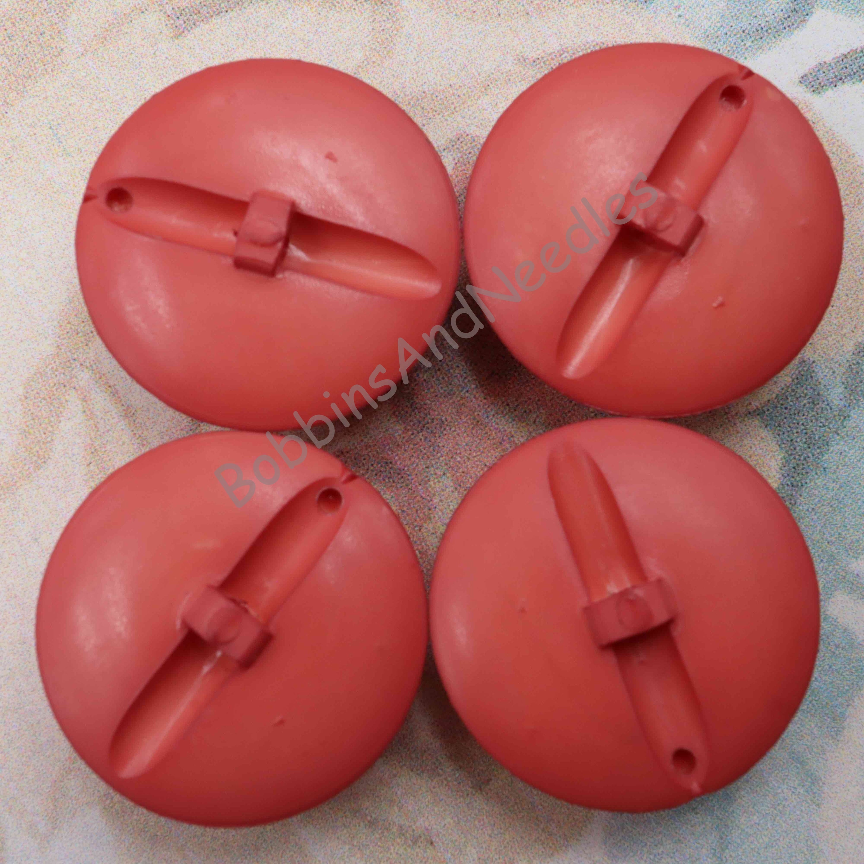 Set of 4 Large Red Couture Button Ø 30 mm Casein